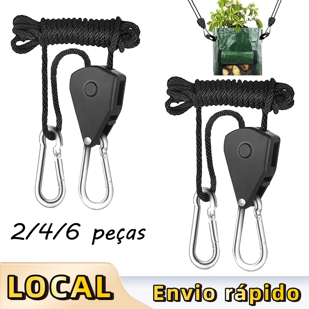 2/4/6 peças corda elástica com mosquetão resistente para pesca – Cordão de Nylon Elástico, com Mosquetão de Aço, Durável