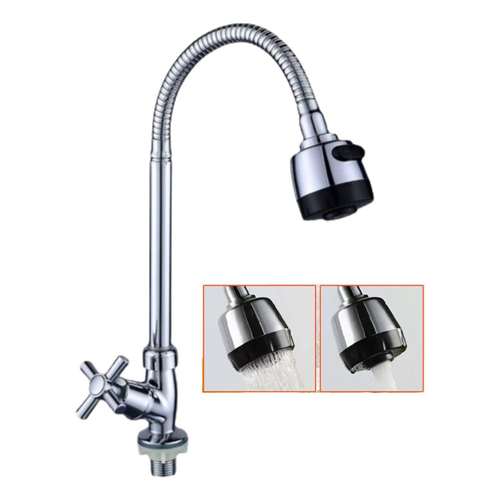 Inox Prata Torneira Com Chuveiro Com Rotação De 360° Cozinha Luxo Parede Promoção em Oferta na Shopee