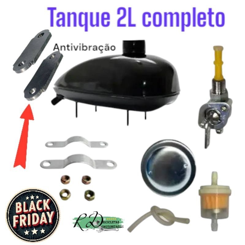 tanque 2L bicicleta motorizada 80cc + kit acessorios completo em Oferta na Shopee