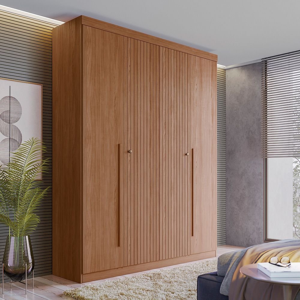 Guarda Roupa Solteiro Ripado 4 Portas 2 Gavetas Antony Jatoba/Jatoba em Oferta na Shopee
