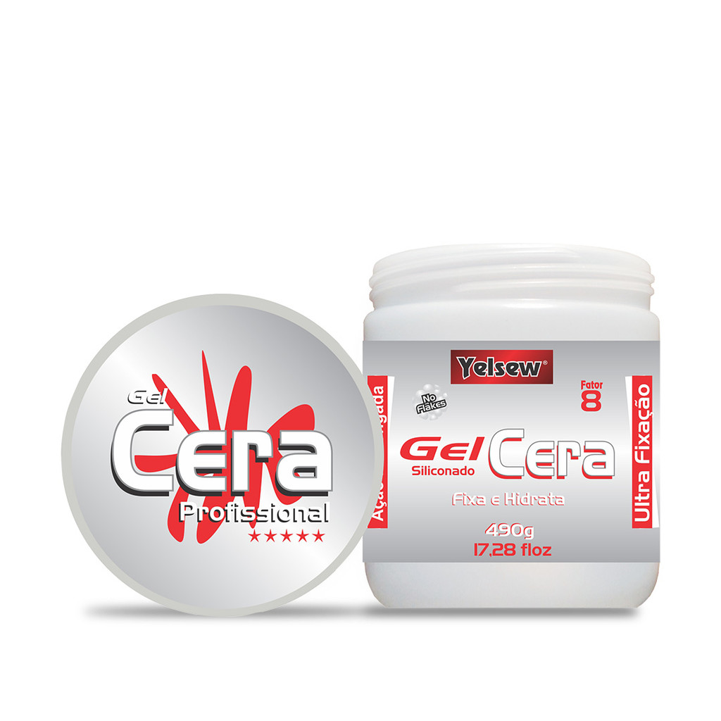 Gel Cera Siliconado Ultra Fixação 490g Yelsew | Fator 8 | Efeito Brilho Molhado | Siliconado |