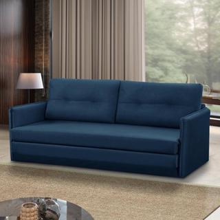 Sofá Cama 2 lugares 1,50m Luisa Suede Azul Adonai Estofados em Oferta na Shopee