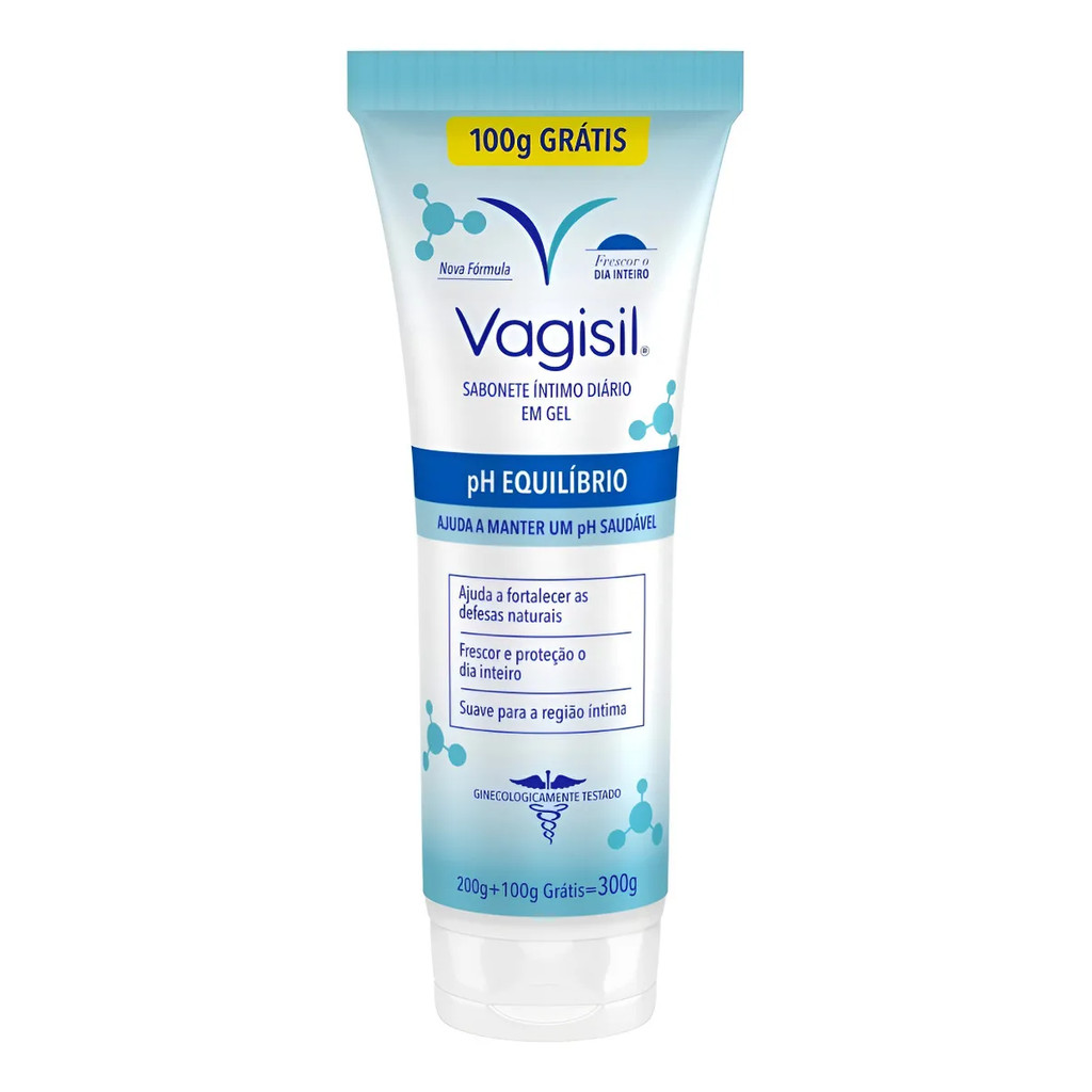 Sabonete Íntimo em Gel Vagisil pH Equilíbrio 300g Higiene Íntima Feminina Uso Diário URB