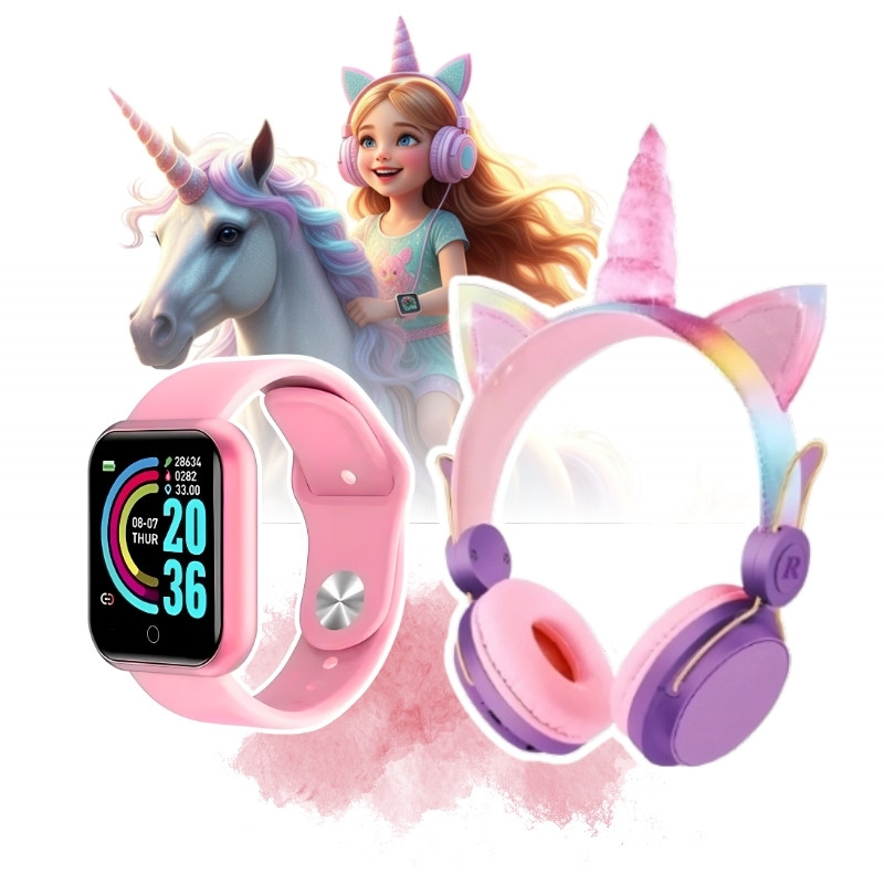 Kit Head-Mounted Bluetooth Sem Fio + D20 Rosa Fone Infantil - Fofinho, Colorido e Seguro! um presente engraçado！ em Oferta na Shopee