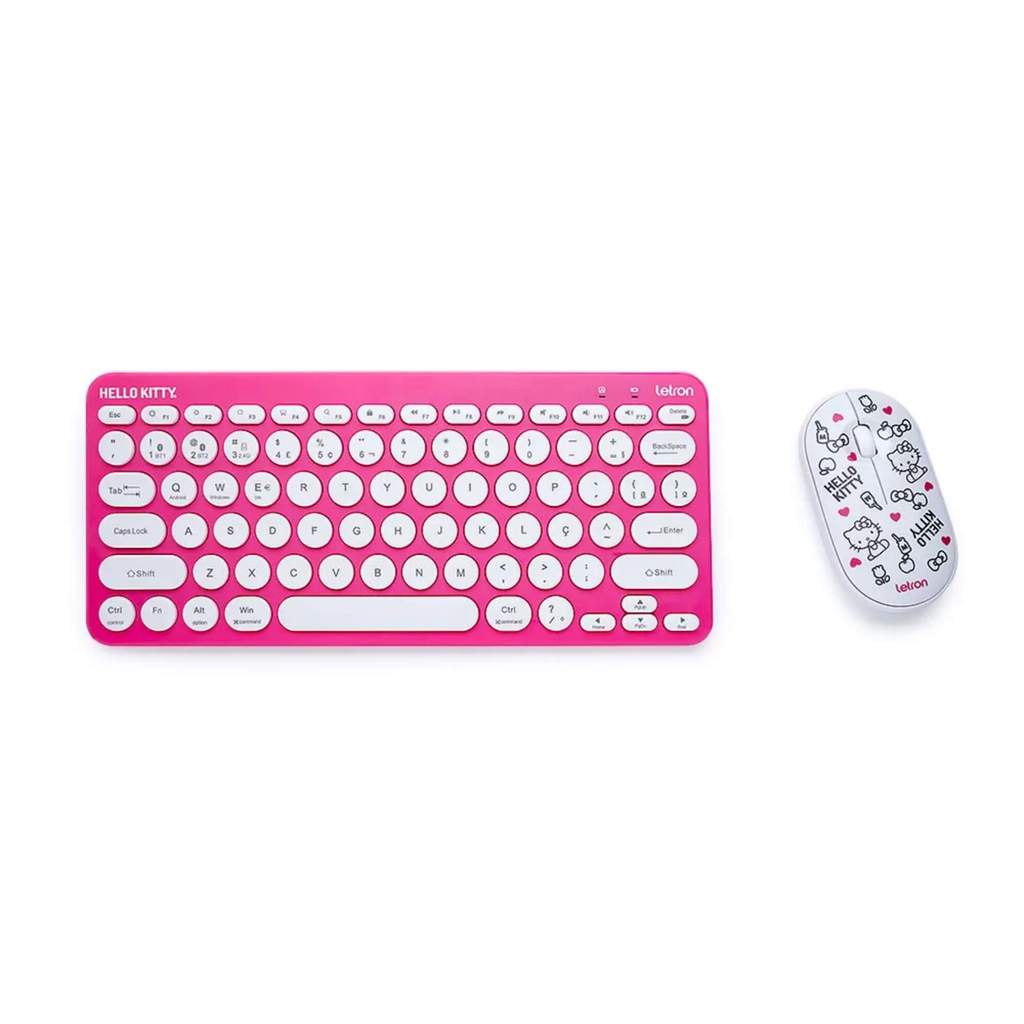 Kit Teclado e Mouse Wireless e Bluetooth Hello Kitty Letron Leo&Leo Leonora - 74691