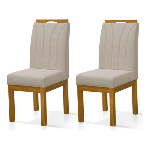 Conjunto 2 Cadeiras Para Mesa De Jantar Linho Esfodada Pés Em Madeira em Oferta na Shopee