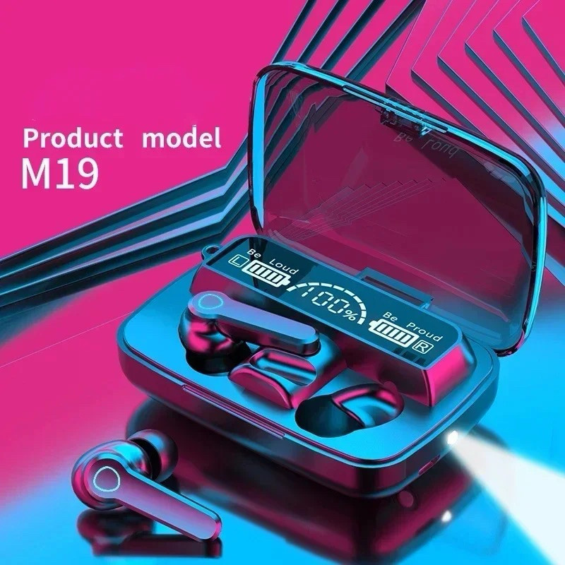 M19 TWS Fone de Ouvido Inteligente com Touch Control e Visor LED à Prova d'Água