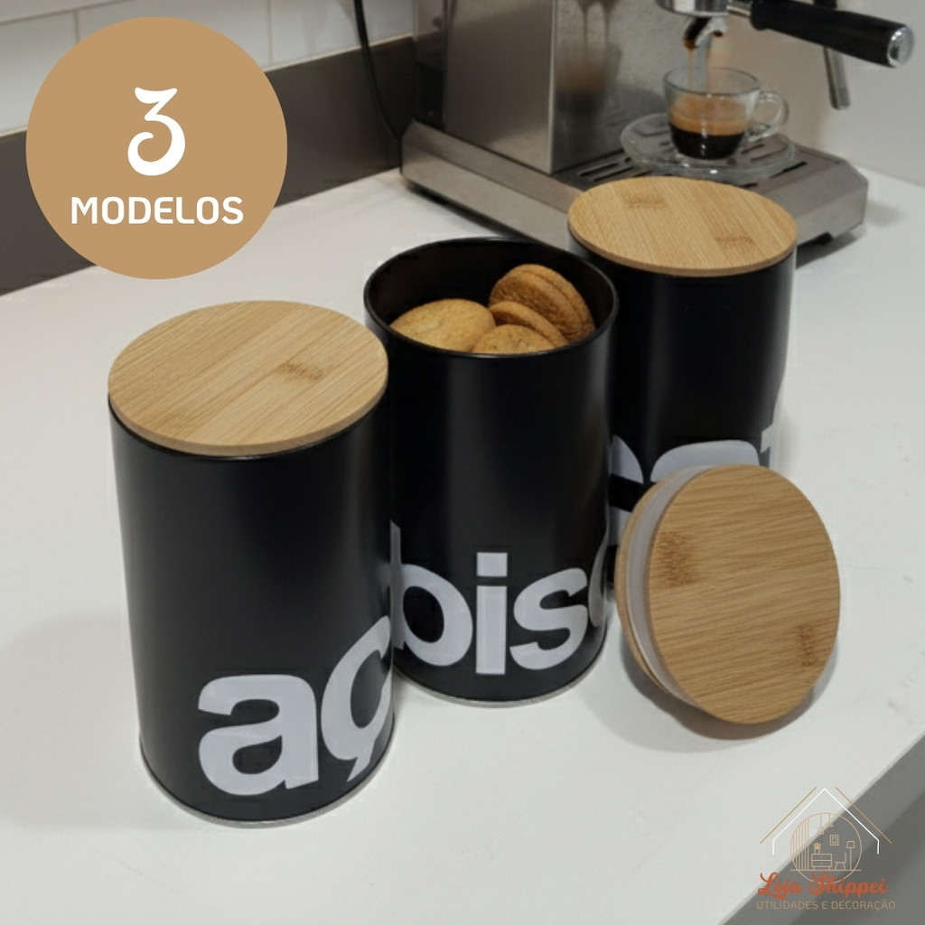 Porta Mantimentos Lata Metal Galvanizado 1100ml Café Biscoito Açúcar Hermético Organizador Cozinha em Oferta na Shopee