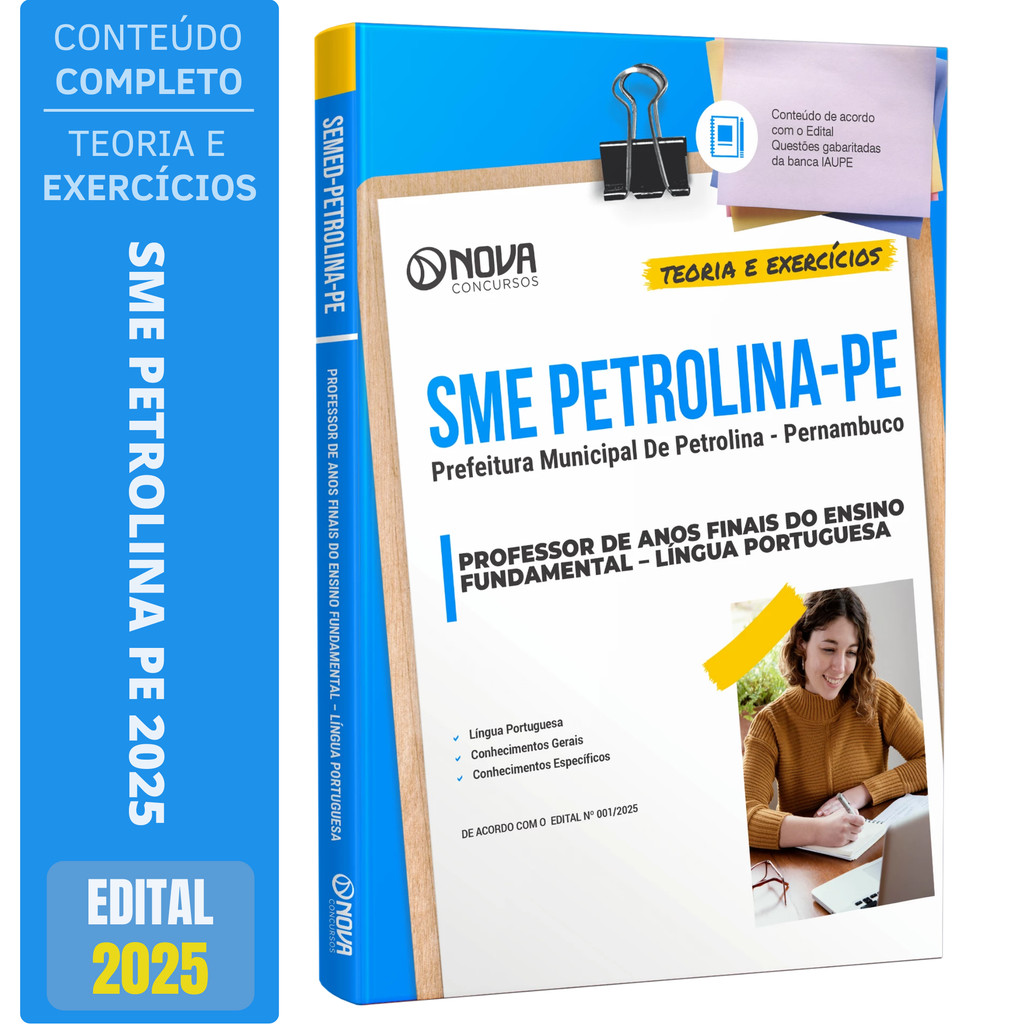 Apostila Prefeitura de Petrolina PE 2025 - Professor de Anos Finais do Ensino Fundamental – Língua Portuguesa