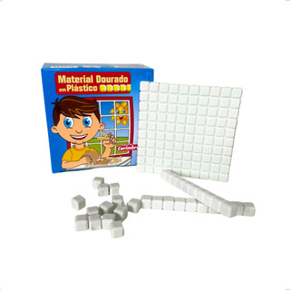 Brinquedo Jogo Pedagógico Material Dourado Aluno 111 Peças Plástico Escolar Matemática Carimbras