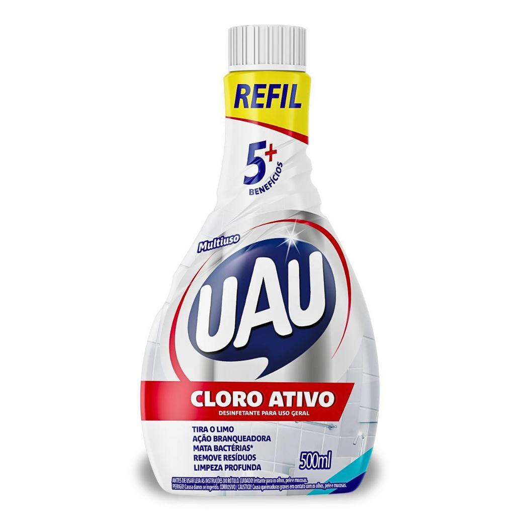 Refil 500ml Limpador Cloro Ativo 4 Em 1 Uau