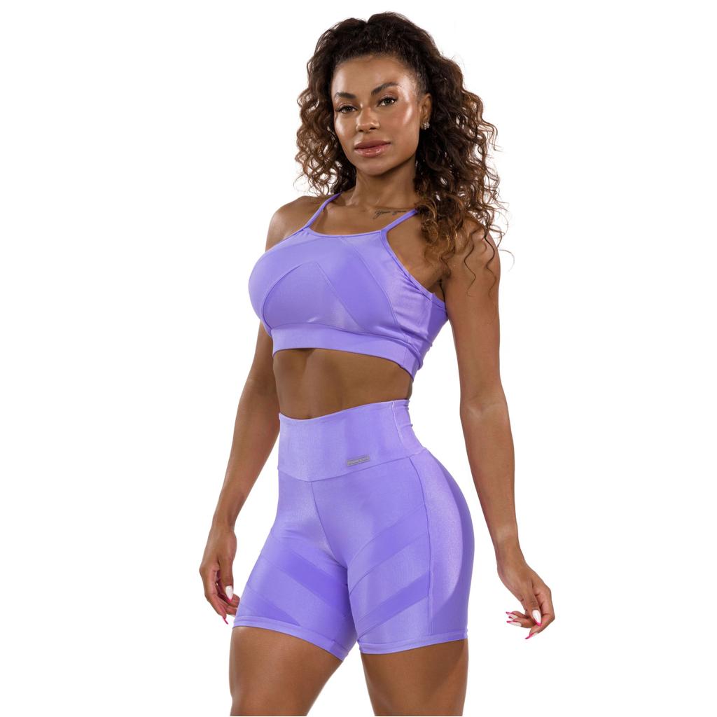 Detalhes do Short Fusion Lilás Lavanda Poliamida