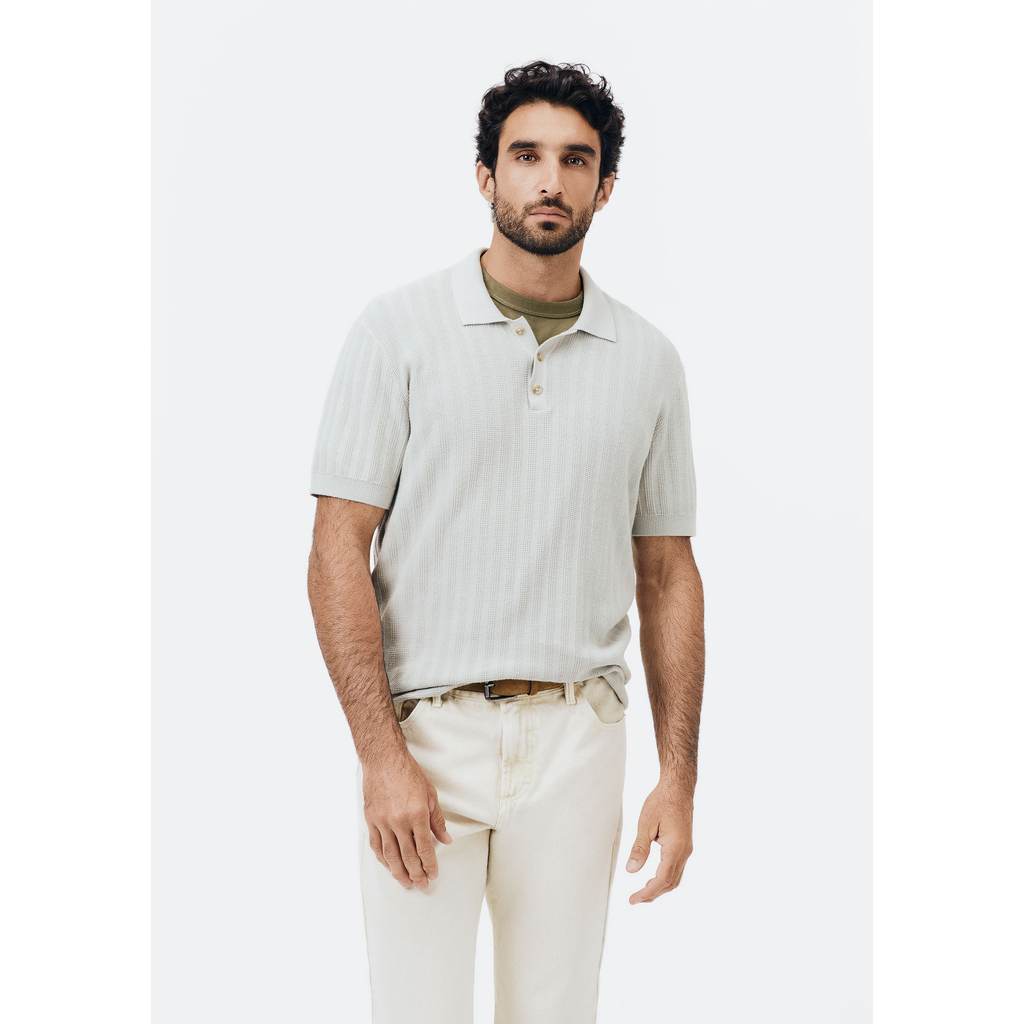 Polo Masculina em Tricô Texturizado em Oferta na Shopee