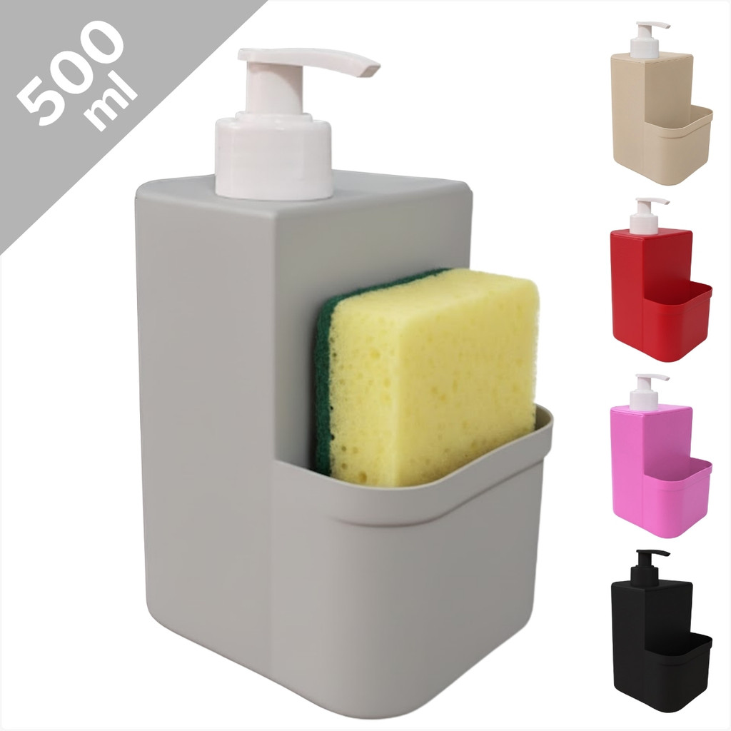 Dispenser Dosador Sabão Líquido 500ml Compacto e Porta Esponja Bucha Multiuso Pia Cozinha em Oferta na Shopee