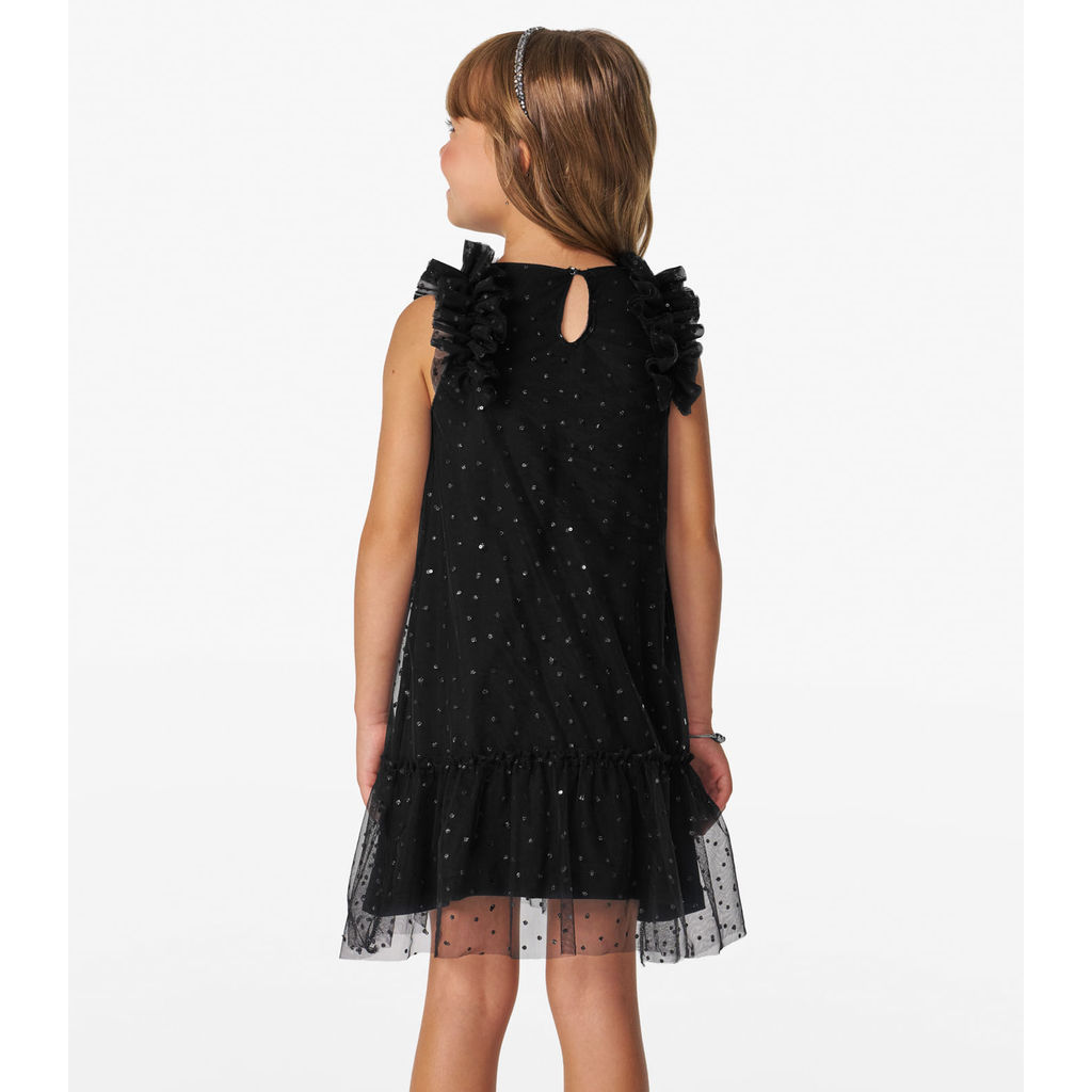 Detalhes do Vestido Infantil em Tule Lantejoulas Trick Nick Preto