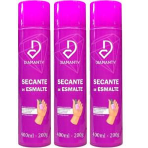 Kit 3 unidades de Spray Secante Para Esmalte Diamanty 400ml