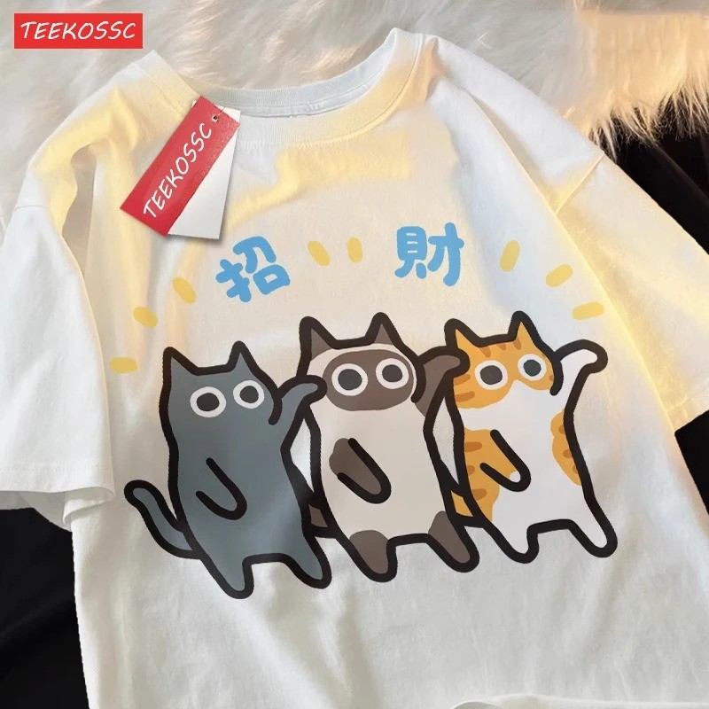 Tshirt Feminina Gatos Daçarinos Estampada Lançamento Camiseta 100% Algodão Camisetão Camisa Oversized Plus - Camisarte