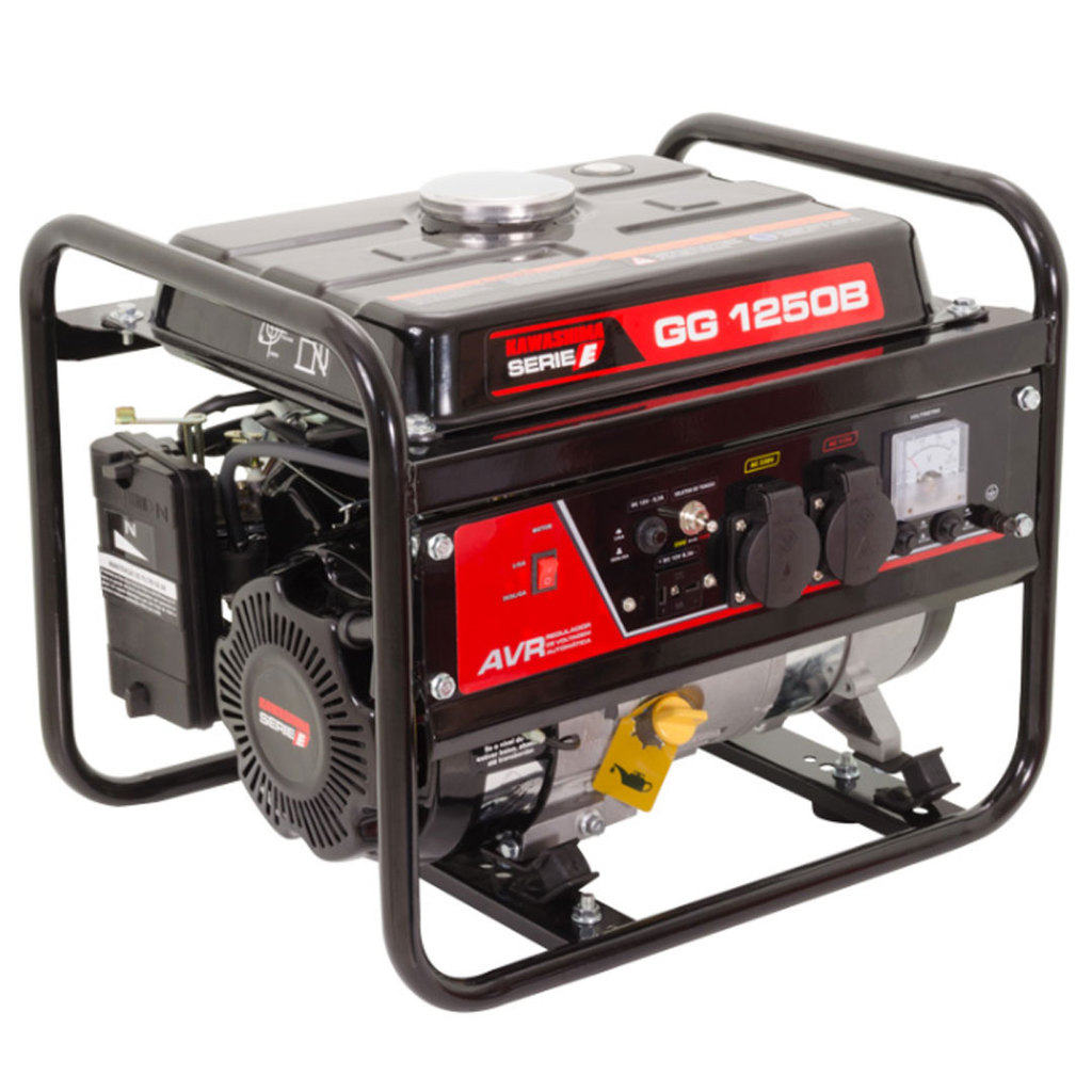 Gerador a Gasolina Motor 4T 2,9HP 1.200W Kawashima GG1250B Monofásico (115/230V)
