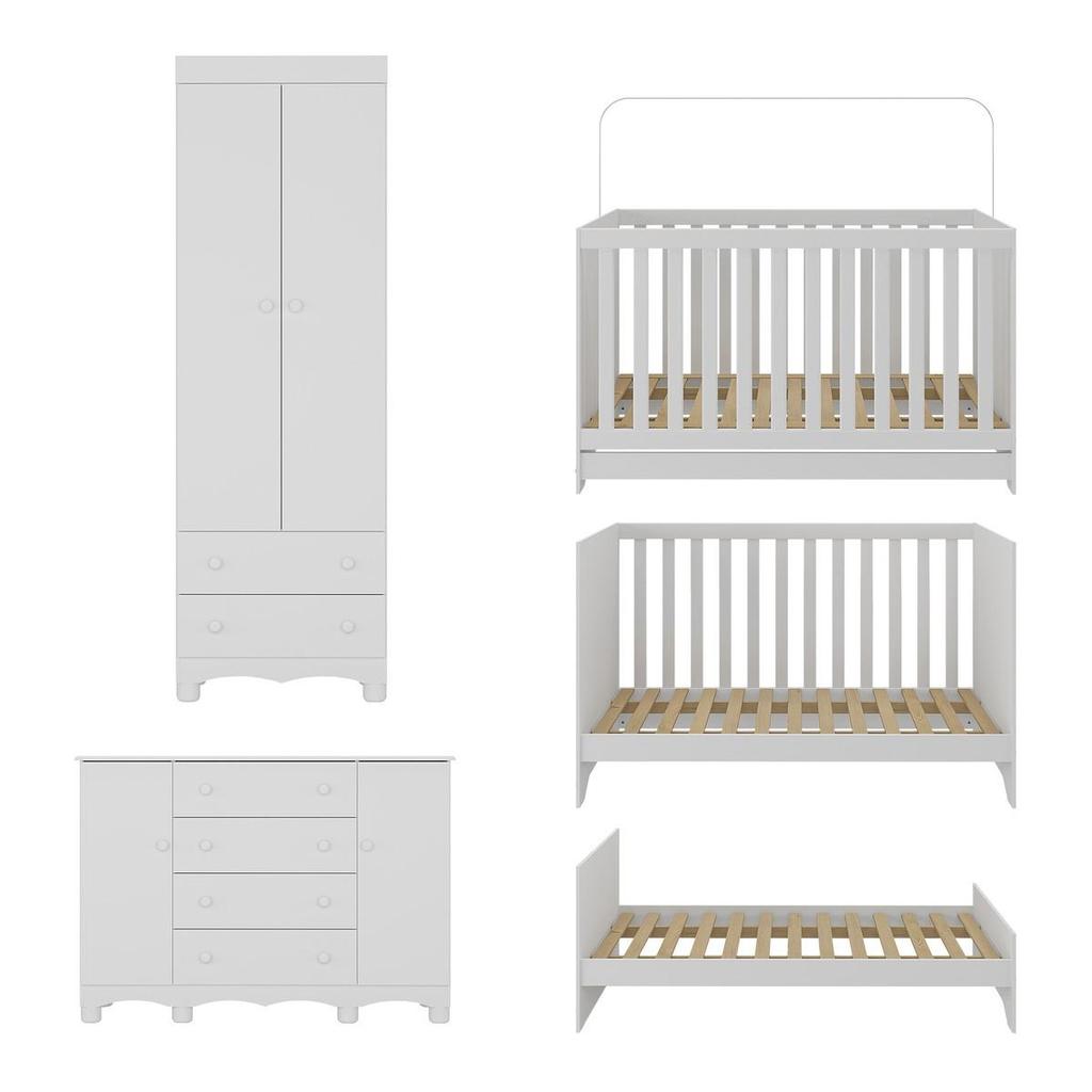 Quarto de Bebê Completo com Berço Americano 3 em 1 p/Colchão 130x70cm Dengo Multimóveis MP4596 · foto 2