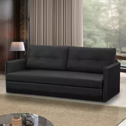 Sofá Cama 2 lugares 1,50m Luisa Suede Preto Adonai Estofados