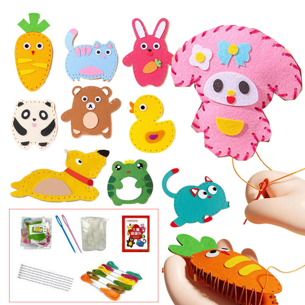Kit De Costura DIY De 21 Peças Para Animais Brinquedos De Costura Para Treinamento De Habilidades Motoras Finas