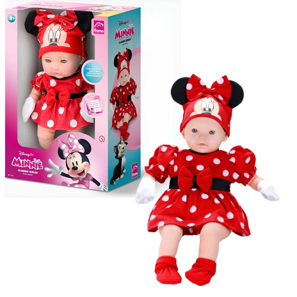 Boneca Disney Classic Dolls Recem Nascido Minnie 5162 - Roma