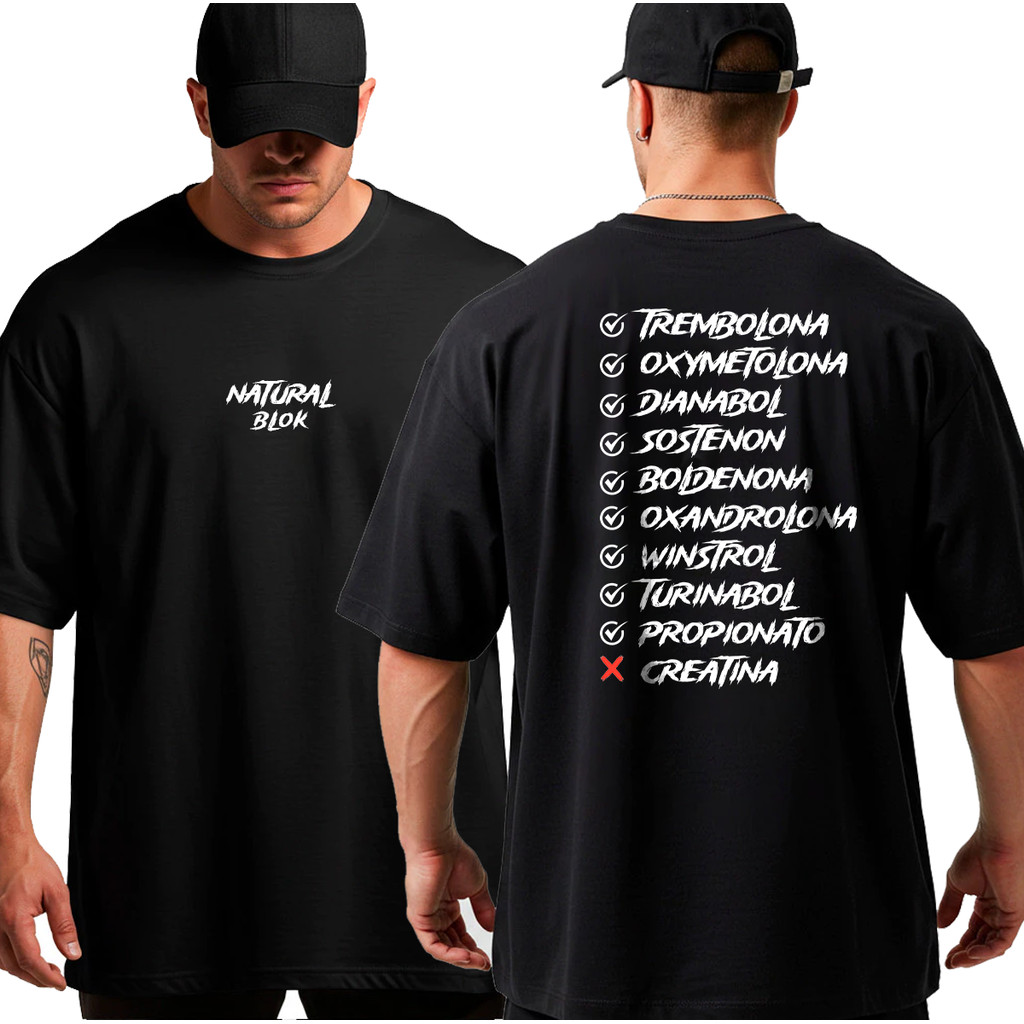 Camiseta Oversized Memes Suplementos Musculação Grande Algodão Treino Streetwear Academia