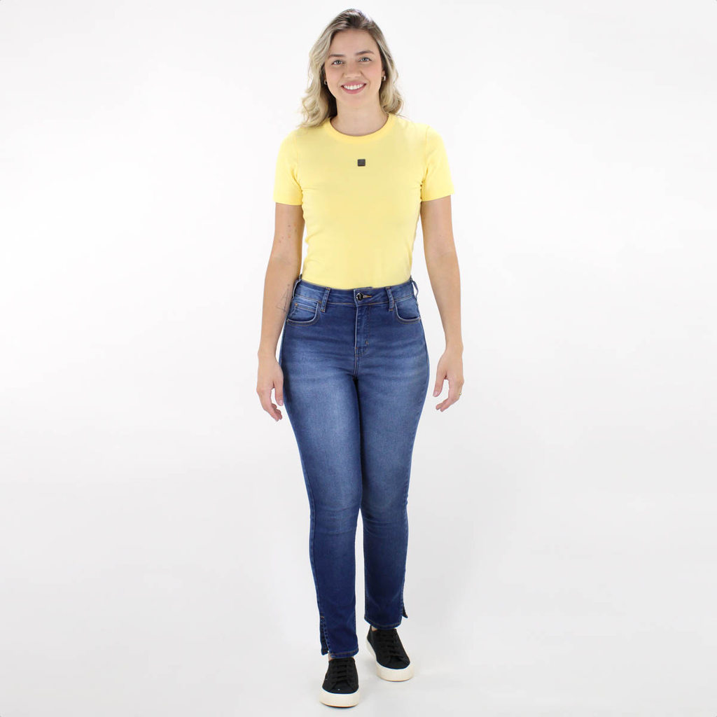 Calça Jeans CLC Colcci Skinny Media C/ Fenda Lateral Azul - Feminino