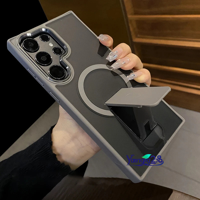 Luxo Magnético Fosco Com Suporte Anti-Impacto Caso Samsung Galaxy S25 Edge S24 S23 Ultra S24FE Capa em Oferta na Shopee