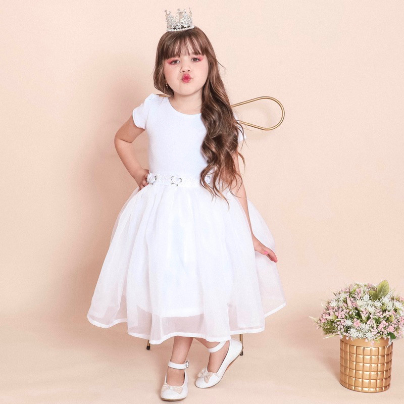 vestido infantil branco azul vermelho rosa creme de festa aniversário de luxo rodado princesa