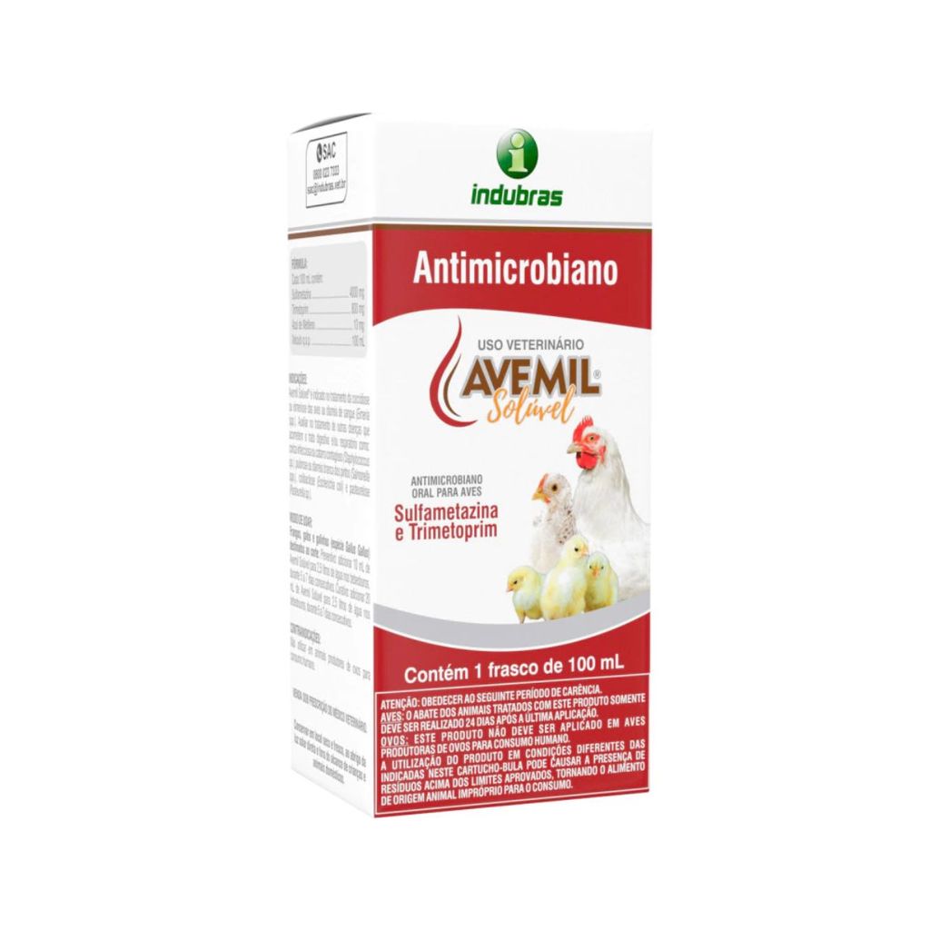 Avemil Tratamento Antibacteriano Solúvel Para Aves 100ml em Oferta na Shopee