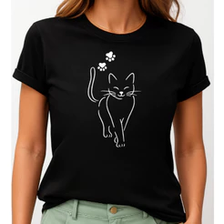 Camiseta Gato Fofa Feminina – Presente Perfeito para Amantes de Pets, Estilo Minimalista