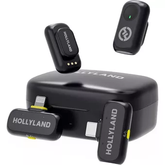 Microfone Lapela Hollyland Lark A1 Combo Preto P/ iPhone e Android USB-C Lighting
