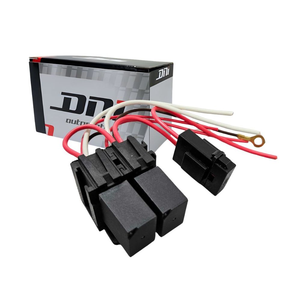 Kit 2 Relé Auxiliar 12v 40a Soquetado Fusível e Chicote Rele Duplo Resistor Farol Buzina Uso Geral