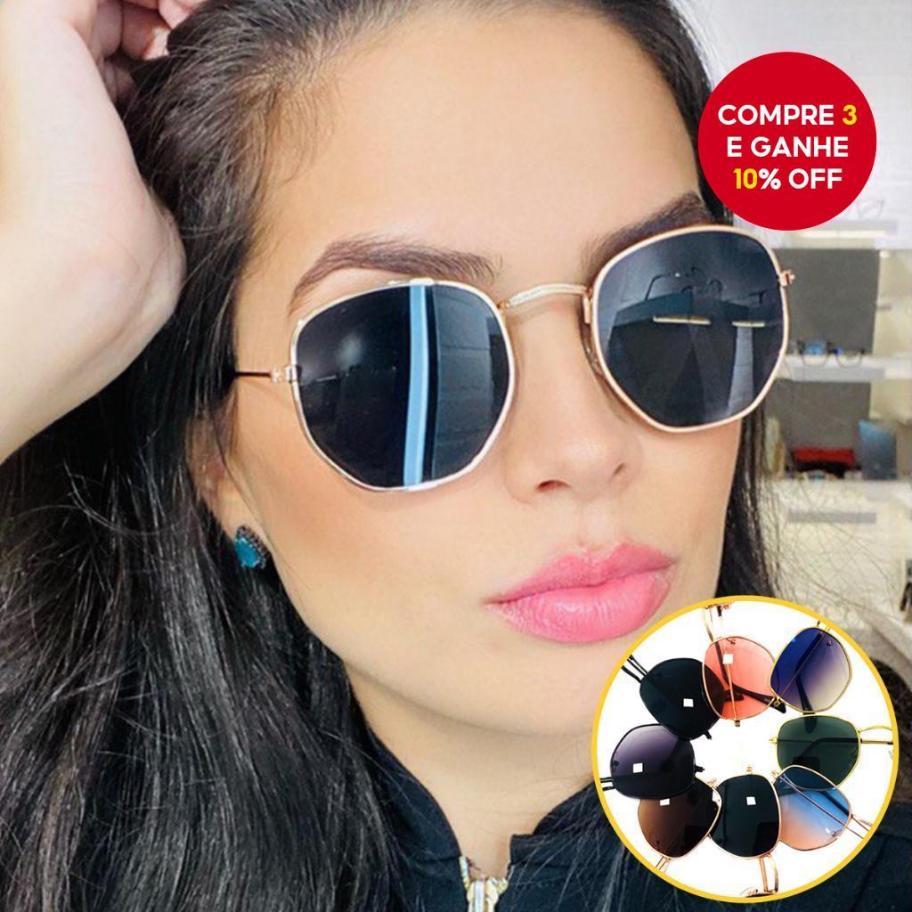 Óculos De Sol Retrô Hexagonais Modernos Com Proteção UV400 Unissex
