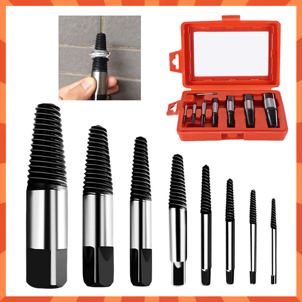 Conjunto de extrator de parafuso de 8 peças, ferramentas de extração de parafusos danificados, para remover parafusos