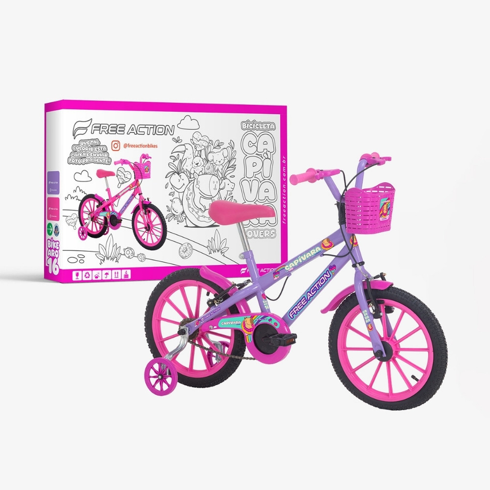 Bicicleta Capivara Lovers Com Cesto Aro 16 Free Action em Oferta na Shopee