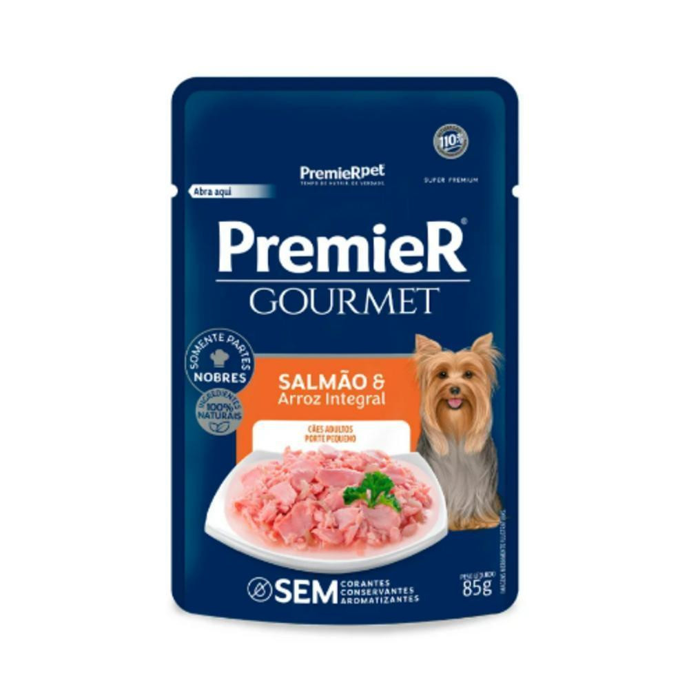 Ração Úmida Gourmet Para Cães Sabor Salmão e Arroz Integral 85g Premier