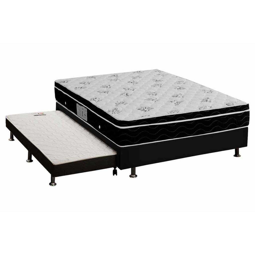 Cama Box c/Auxiliar Casal: Colchão Ortobom Nanolastic Physical + Base CRC Courano Black(138x188) em Oferta na Shopee