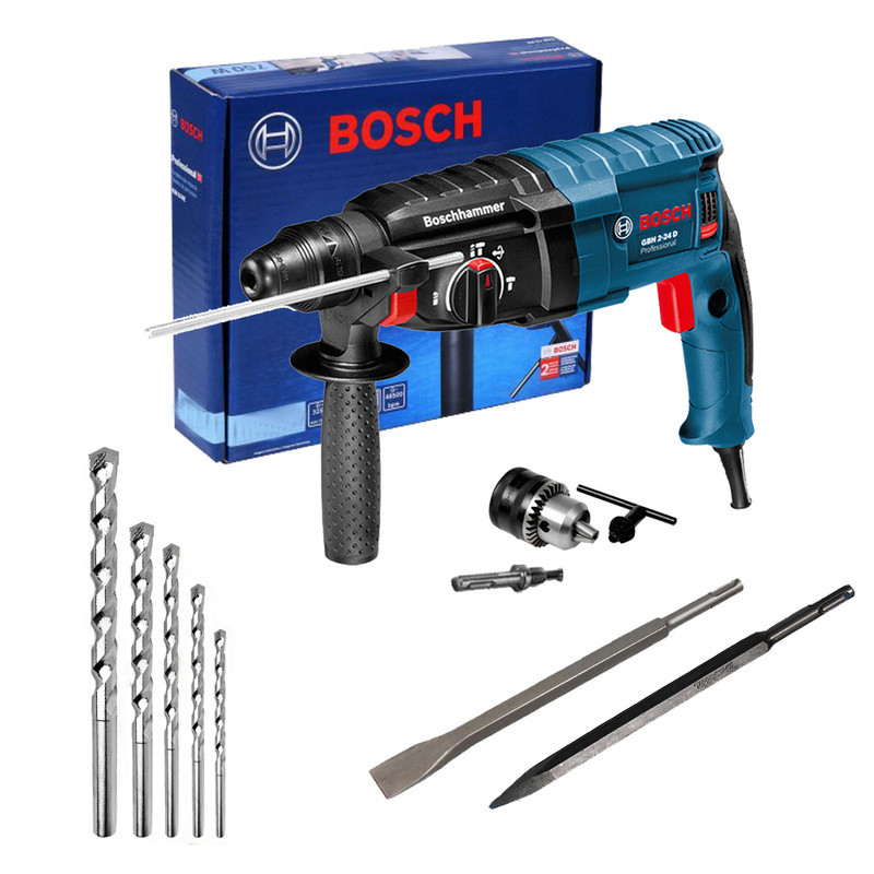 Bosch Martelete Perfurador Rompedor GBH 2-24D 820W SDS Plus com Kit Brocas e Talhadeira em Oferta na Shopee