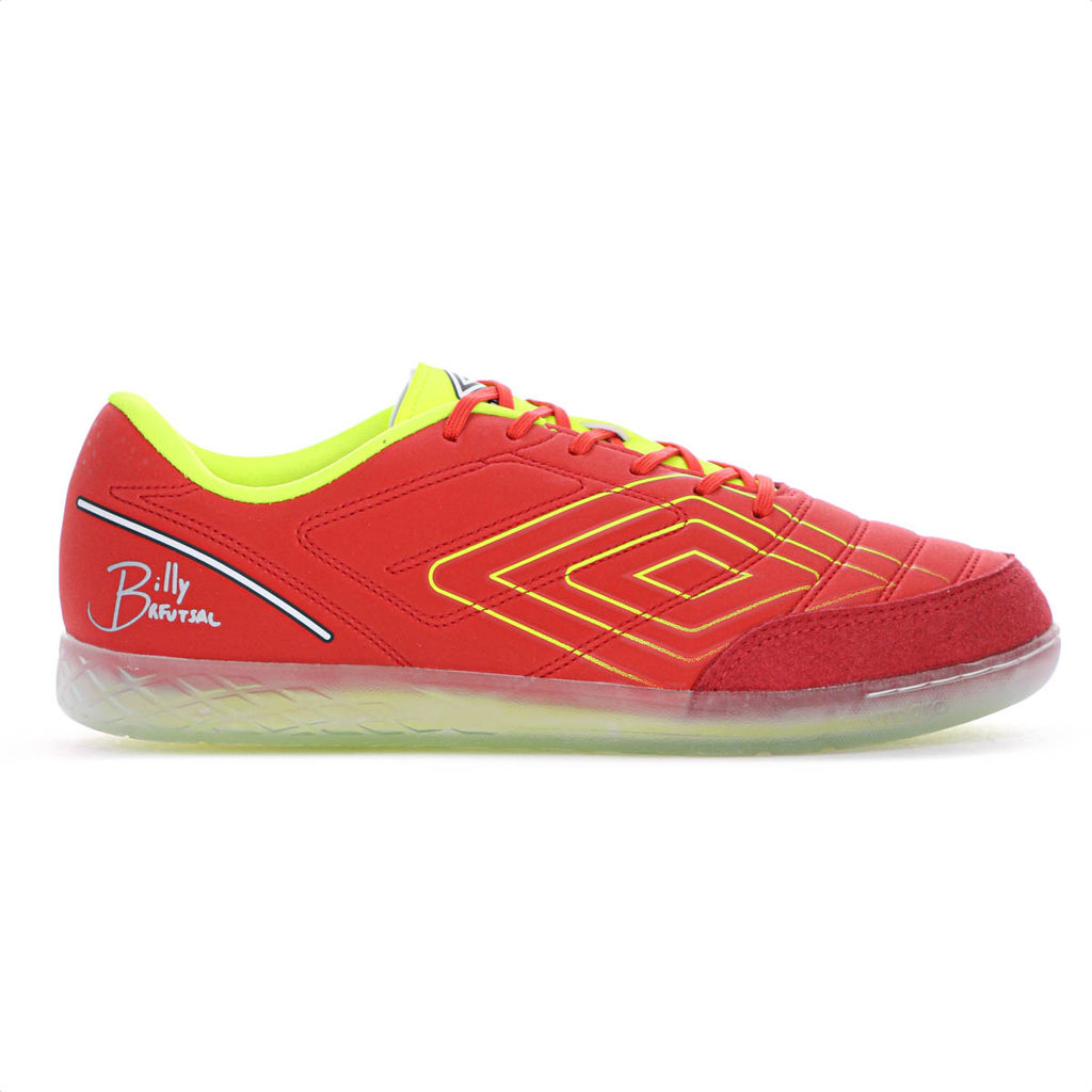 Chuteira Umbro Futsal Br Futsal Billy Vermelho Verde Limão e Branco - Masculino