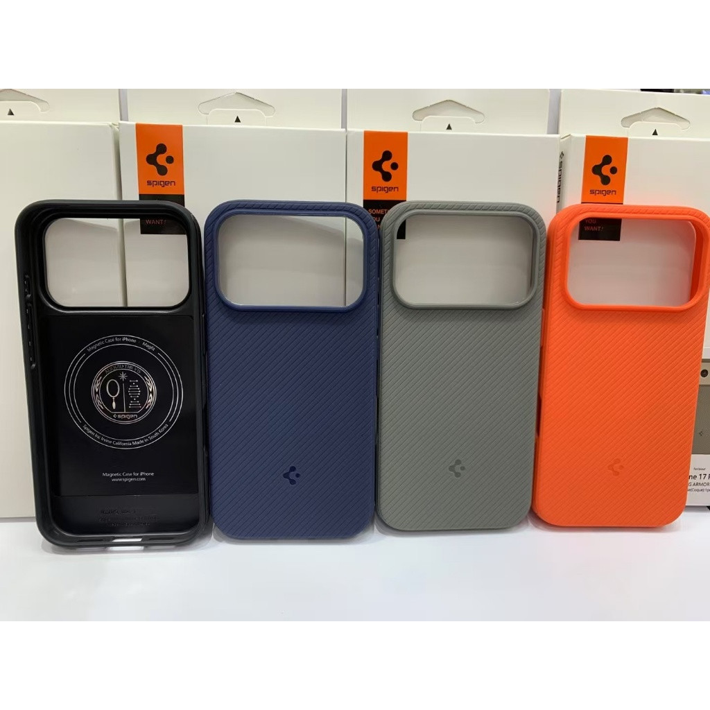 Spigen Capa Magnética De Fibra De Aramida Para iPhone 17 16 15 Pro Max Plus Carregador Sem Fio Carbono De Luxo À Prova D