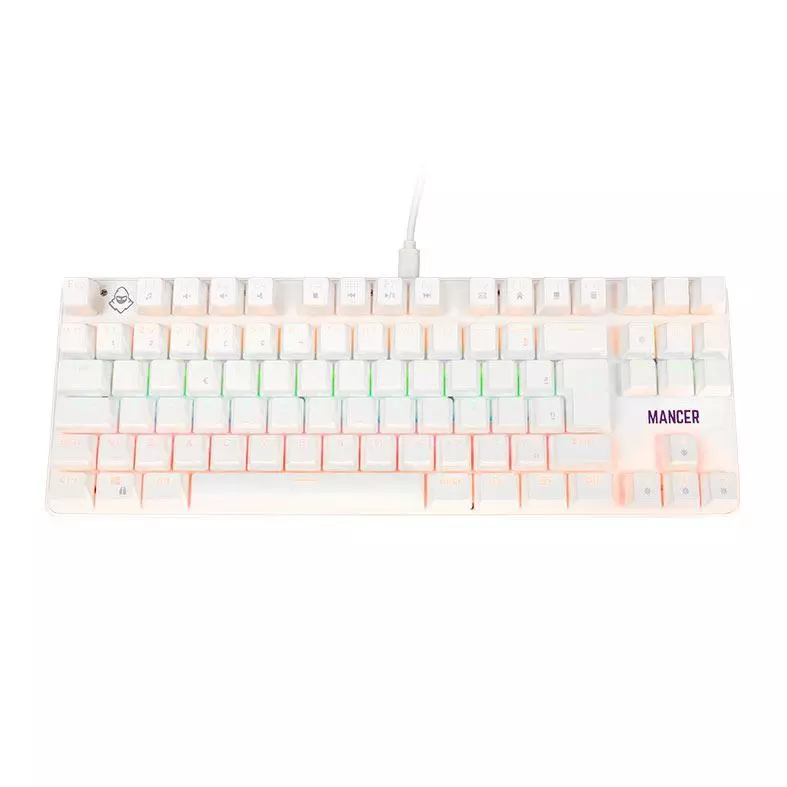 Teclado Mecanico Mancer Ghoul MK3, RGB, ABNT2, Switch Huano Vermelho, Branco, MCR-GHM3-WH01