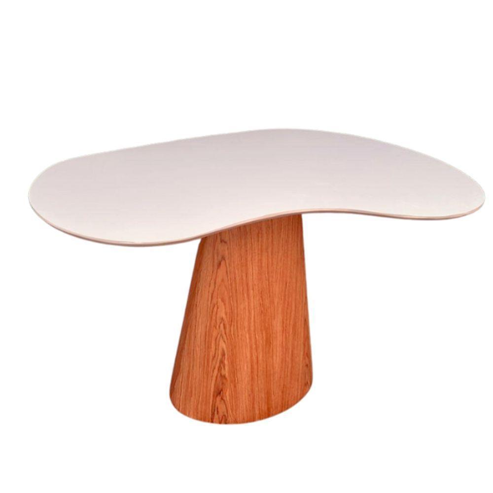 Mesa De Jantar Cone Orgânica Beca 140x90cm Madeira Freijó E Offwhite em Oferta na Shopee