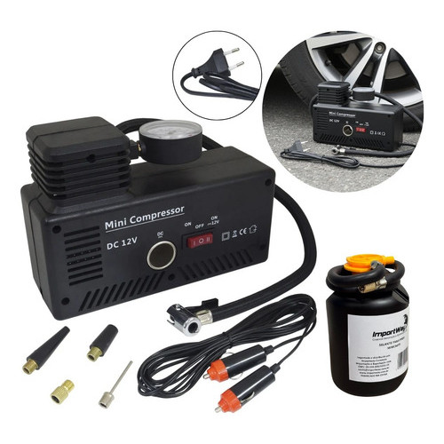 Mini Compressor De Ar 2x1 Elétrico 300psi 30l/min C/ Selante