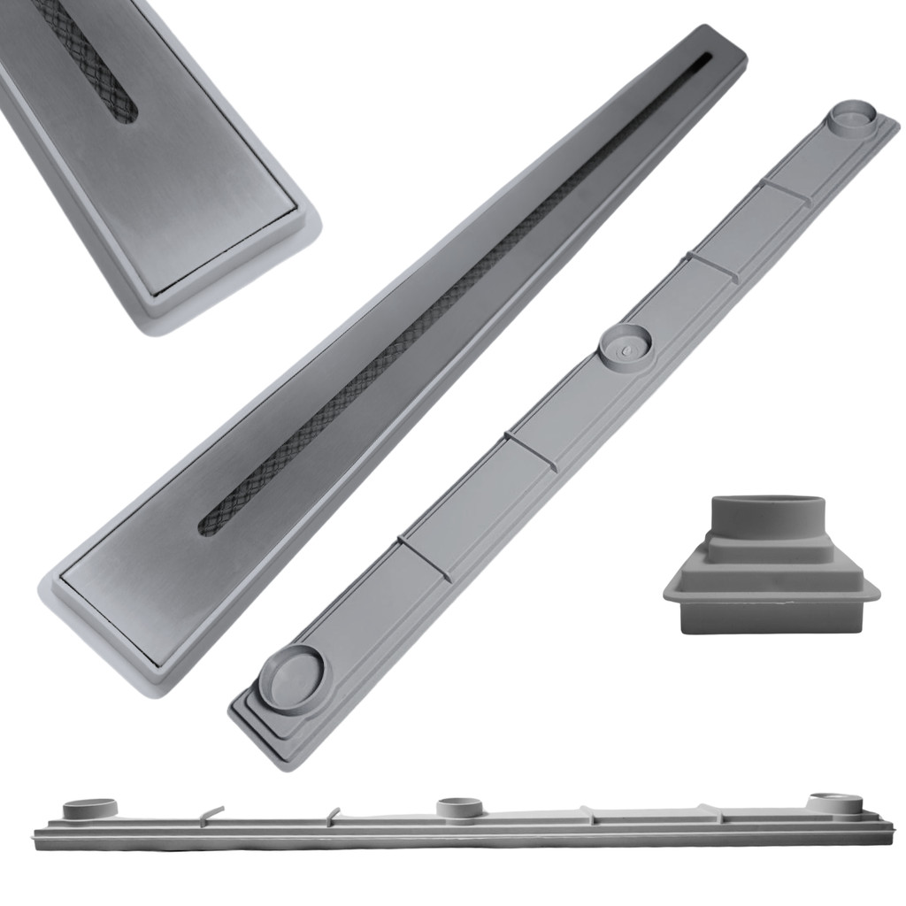 Ralo Linear 5x70 Ciclope Inox 304 Coletor Cinza Raso 3cm Banheiro Box