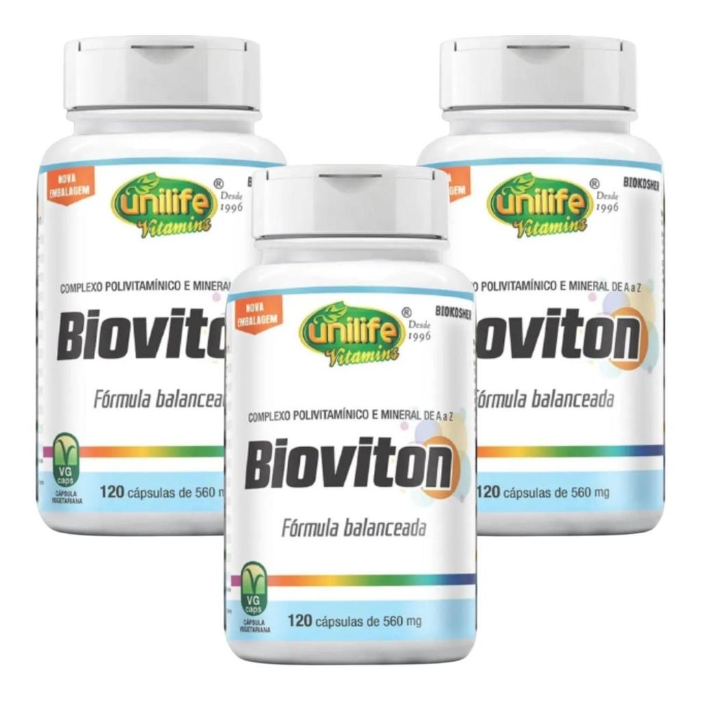 Kit Bioviton Polivitamìnico Unilife Com 3 Potes De 120 Cápsulas Cada
