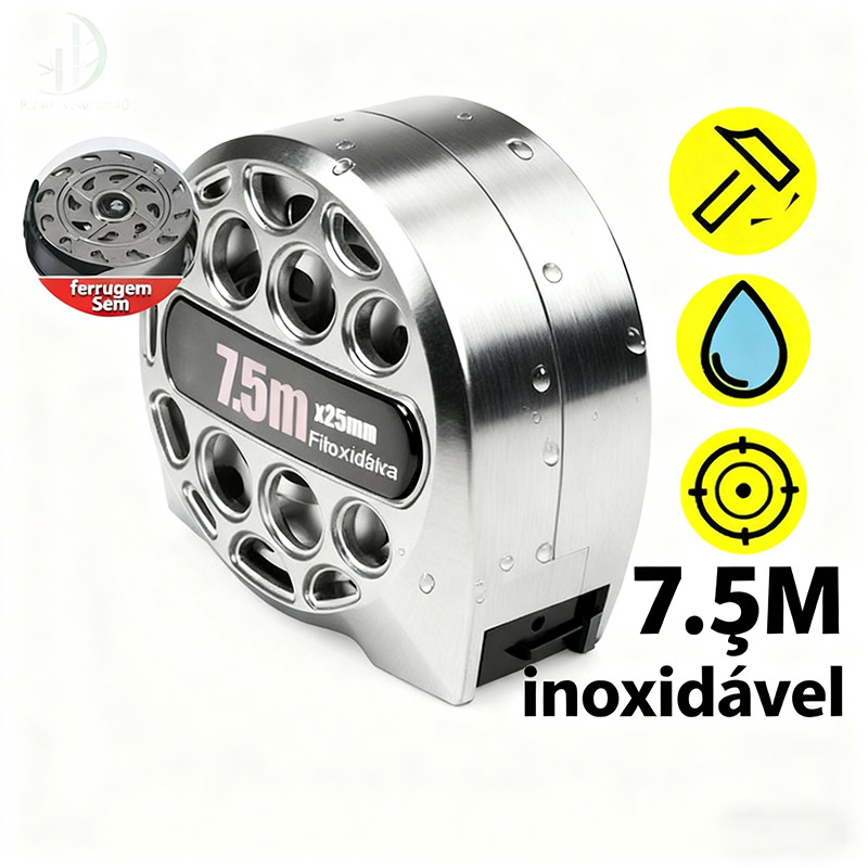 Fita Métrica de Aço Inoxidável 3M/5M/7.5M Medida Para Profissionais à prova d'água quedas resistente à ferrugem