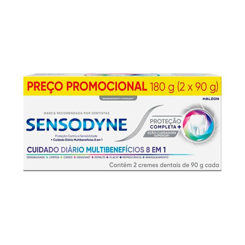 Kit Sensodyne Proteção Completa Creme Dental para Dentes Sensíveis 2 Unidades 90g Cada em Oferta na Shopee