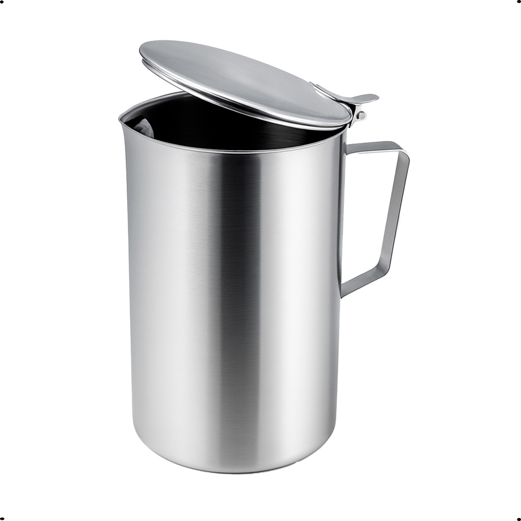 Jarra com Tampa 2 Litros Inox Coletor Gelo Inox Servir Bebidas Geladas Suqueira Água Resistente
